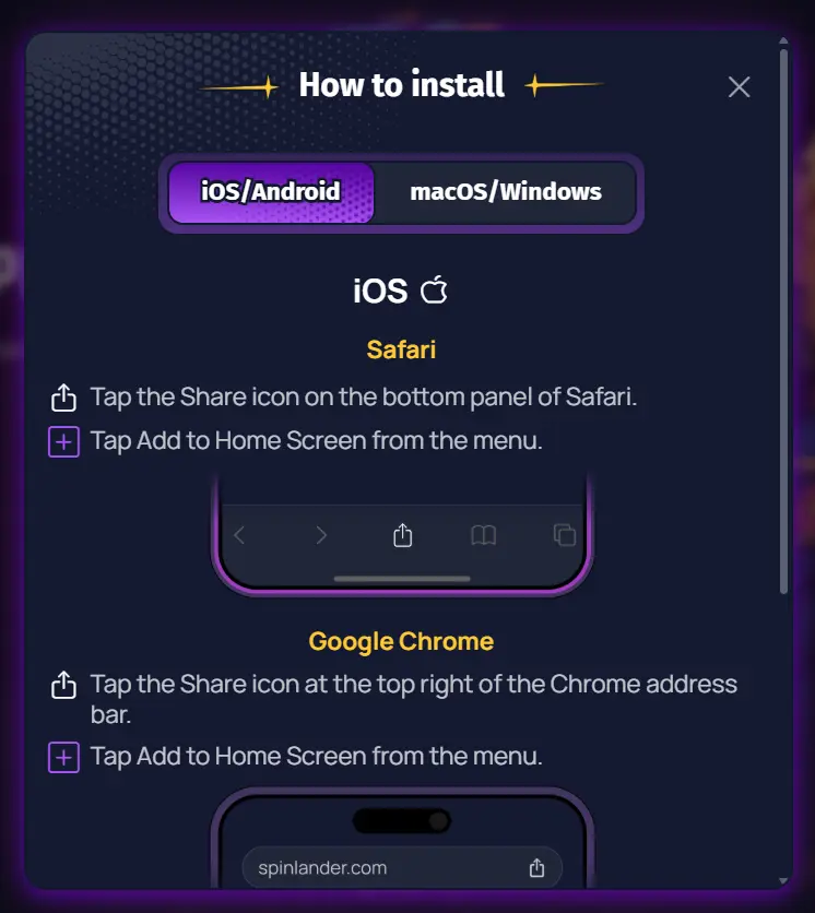 Aplikacja mobilna Spinlander Casino